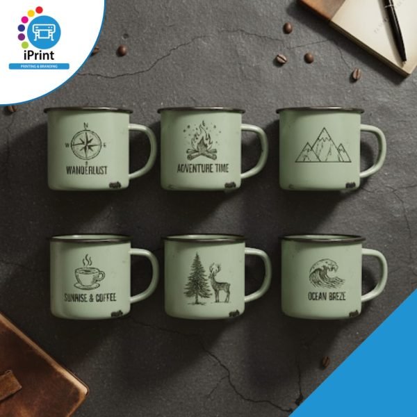 GREEN RUSTIC MUGS (SET OF 6)